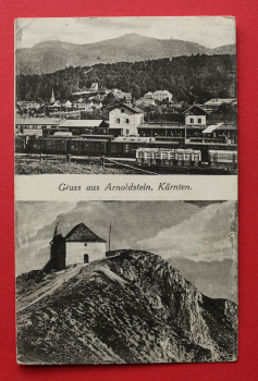 AK Gruss aus Arnoldstein / 1943 / Mehrbildkarte / Bahnhof / Züge / Kärnten